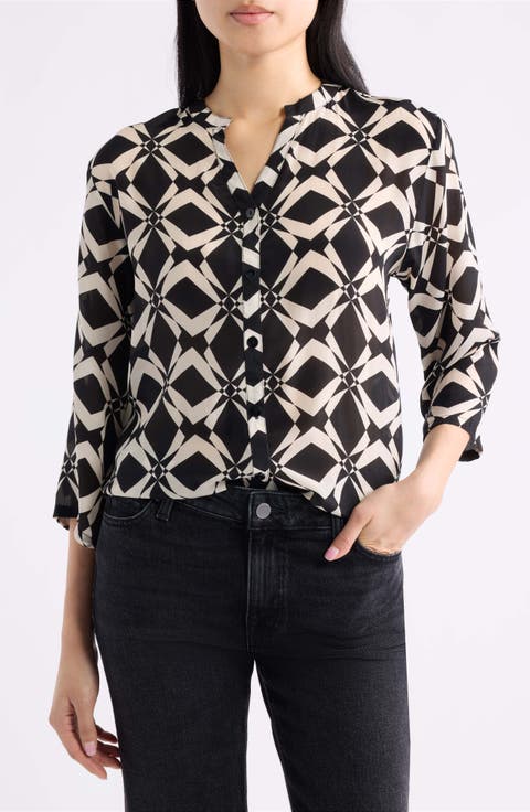 Mandarin Collar Button-Up Shirt