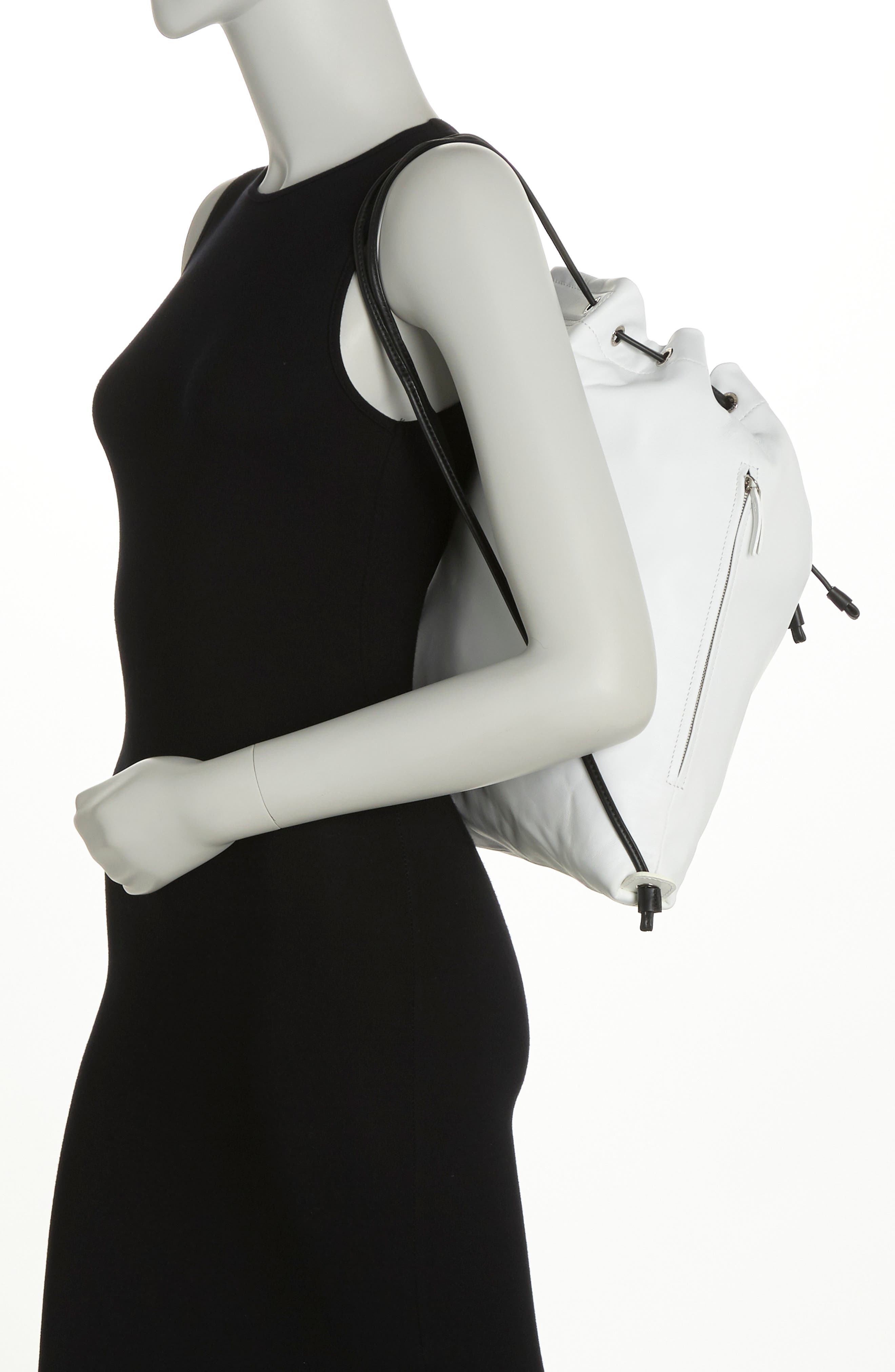 Longchamp Recycled Drawstring Backpack, Alternate, color, White