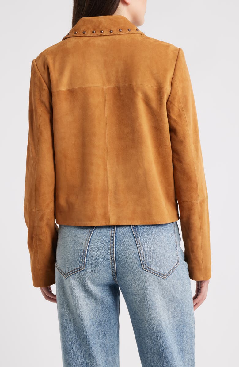 Bernardo Stud Detail Suede Jacket, Alternate, color, Cognac