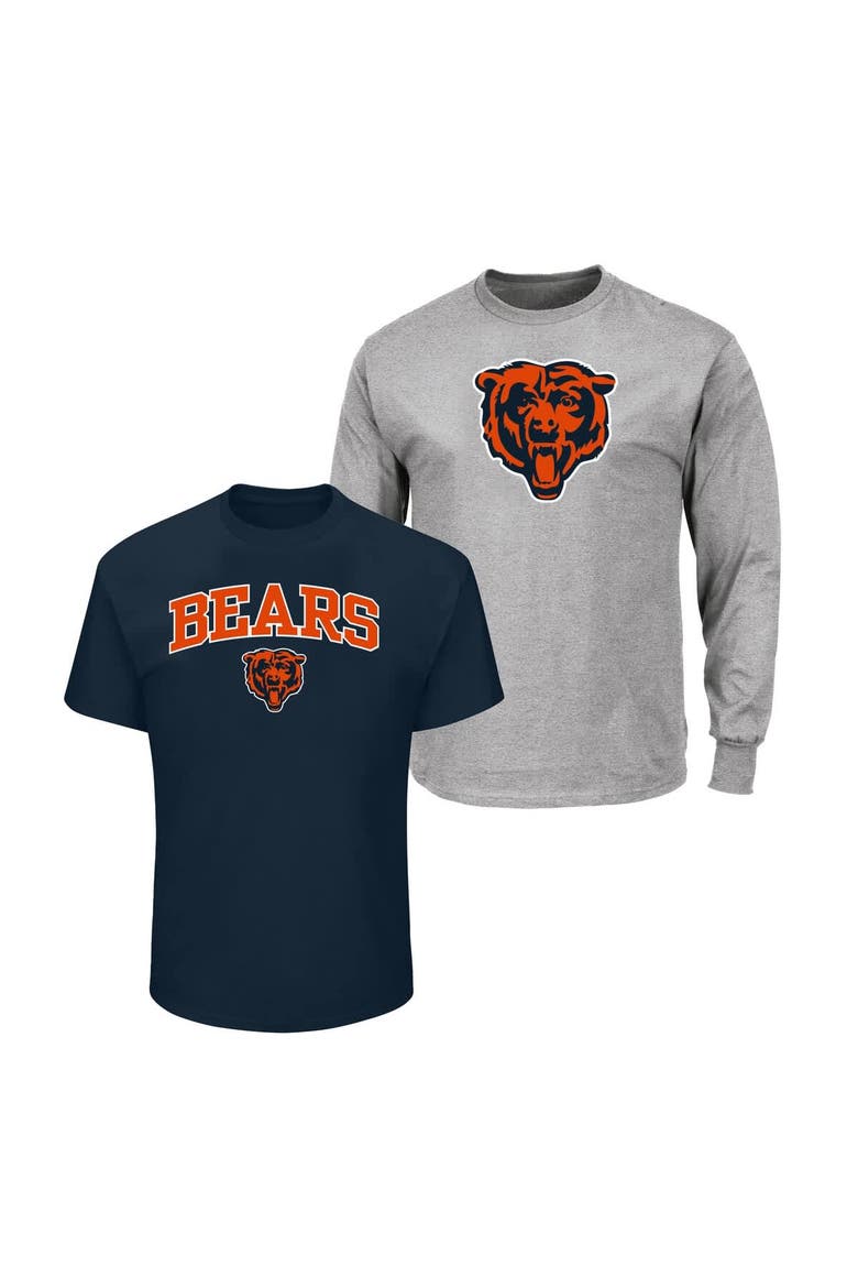 Men's Fanatics  Heather Gray/Navy Chicago Bears Big & Tall 2-Pack T-Shirt Set, Main, color, Heather Gray