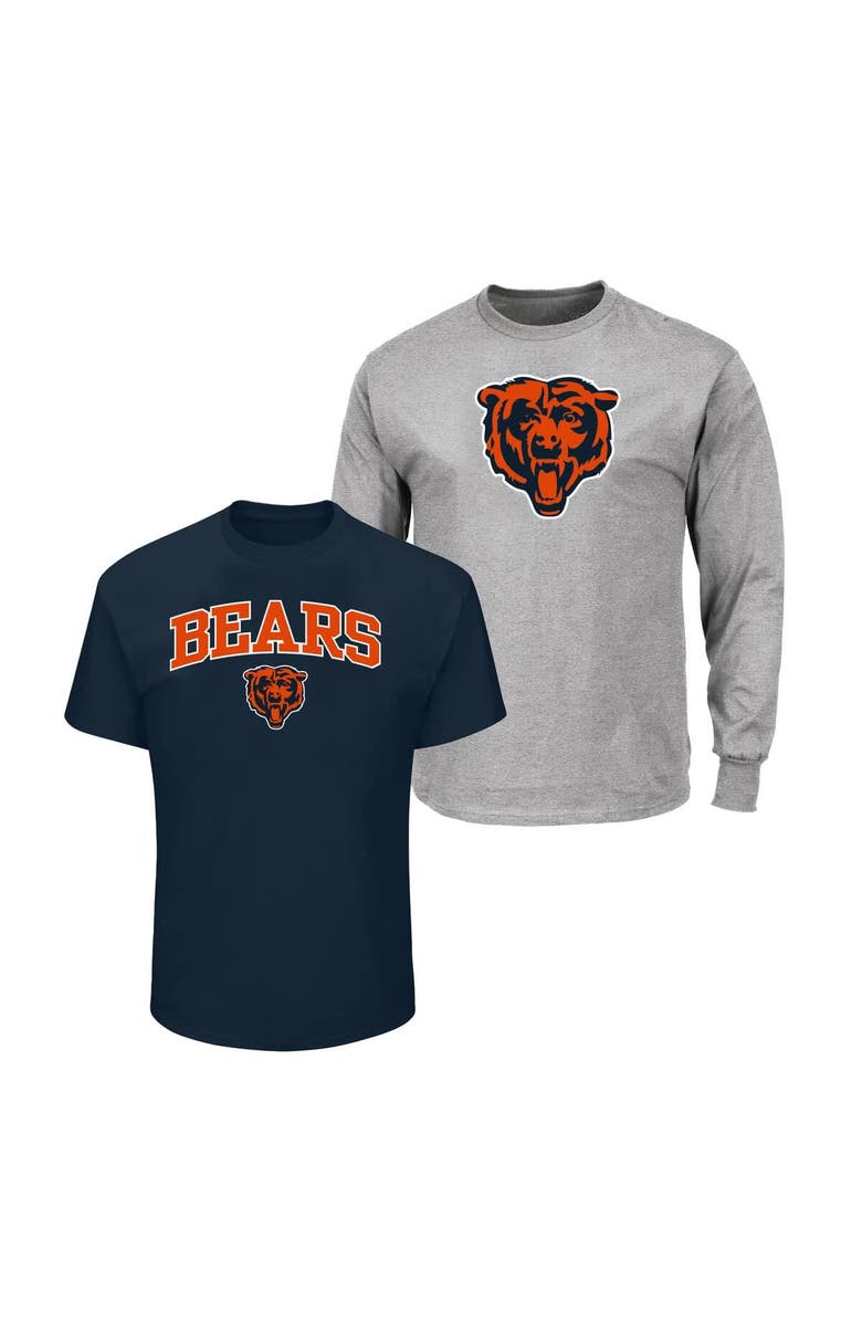 FANATICS Men's Fanatics  Heather Gray/Navy Chicago Bears Big & Tall 2-Pack T-Shirt Set, Main, color, Heather Gray