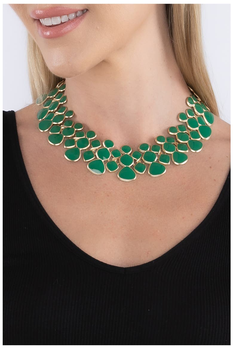 Honeycomb Collar Necklace, Alternate, color, GREEN