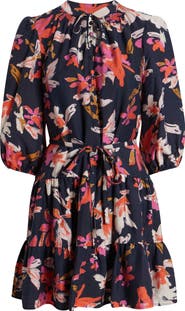 Caslon® Tie Neck Tiered Dress