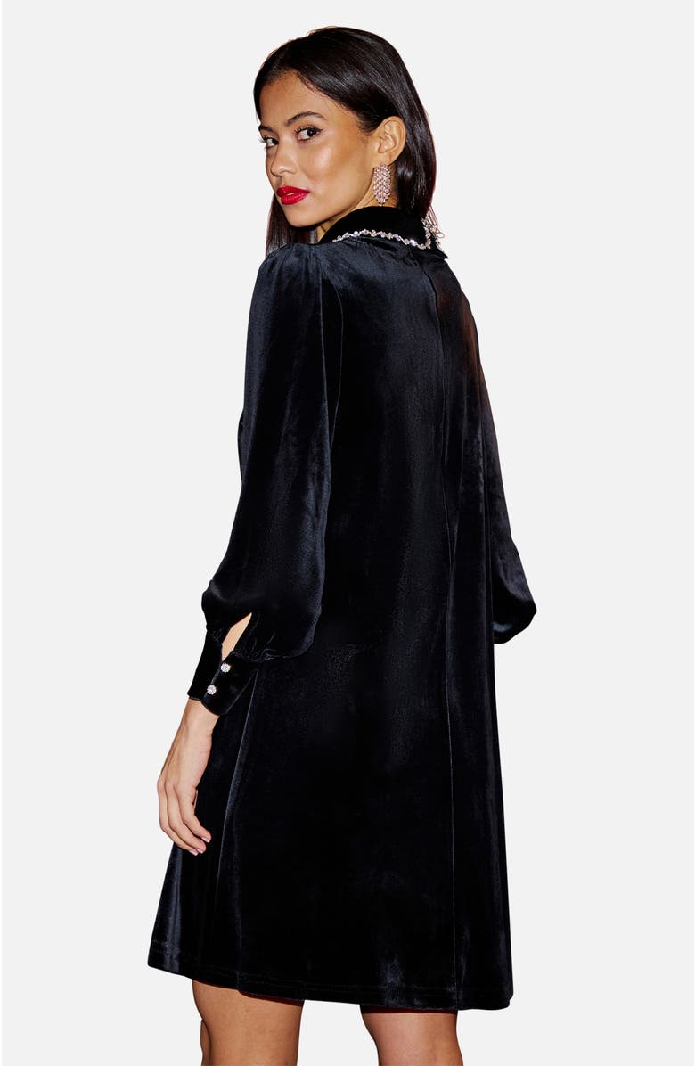 Yumi Long Sleeve Velvet Tunic Dress, Alternate, color, Black