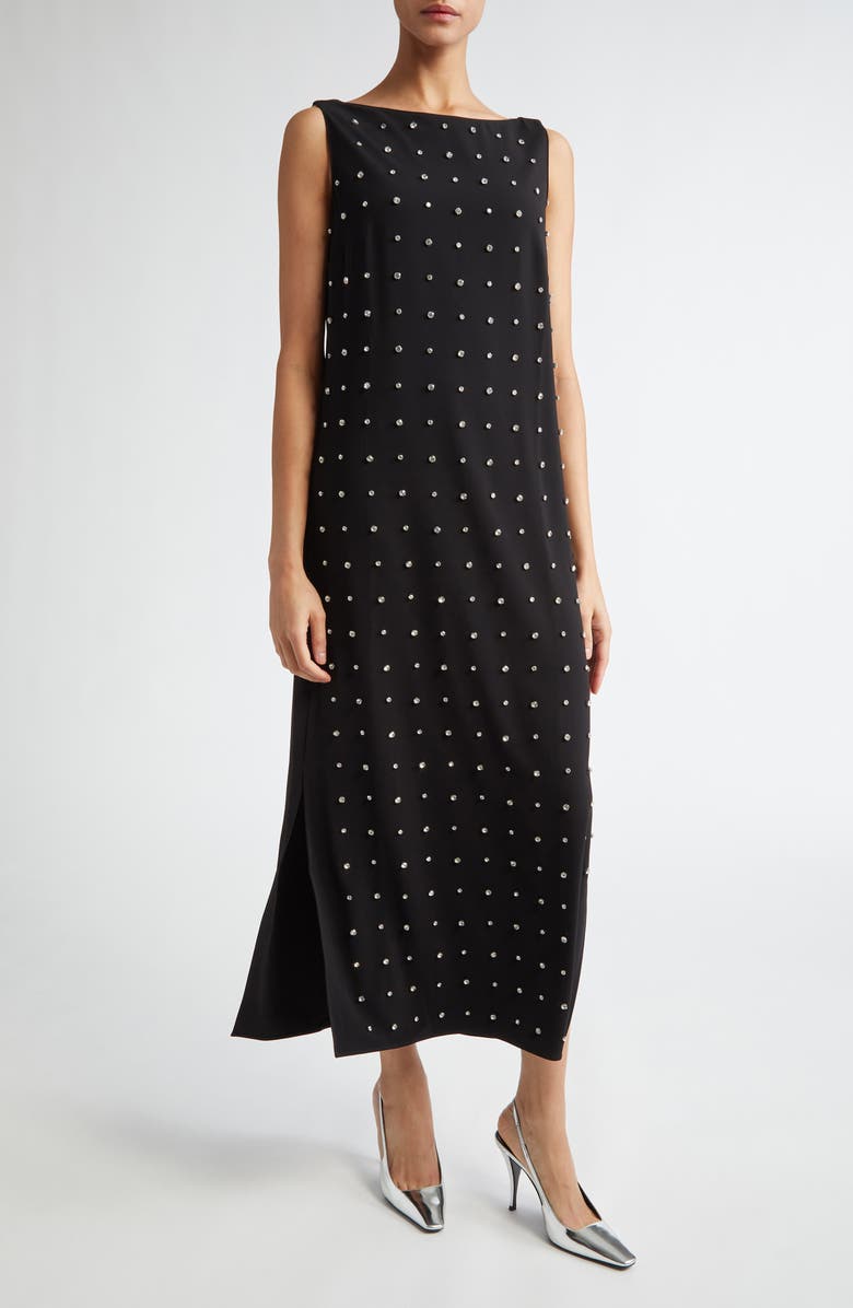 Akris punto Crystal Stud Sleeveless Midi Dress, Main, color, 