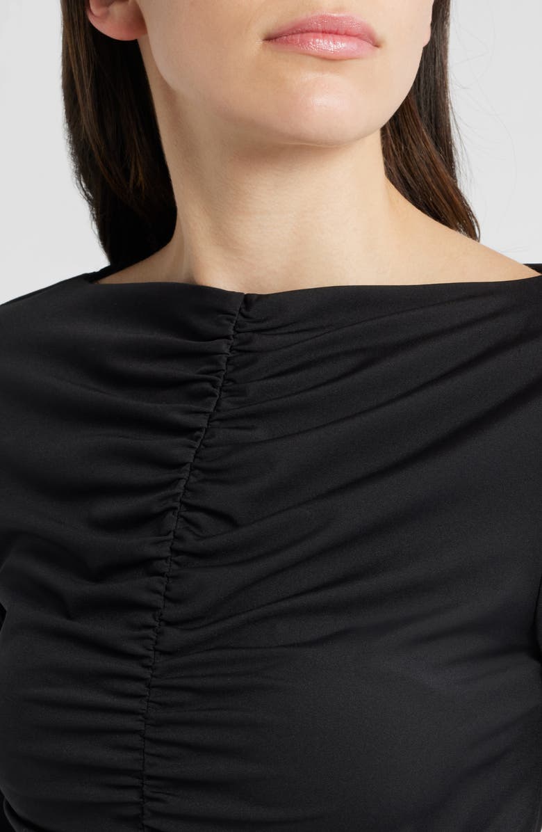 FRAME Ruched Long Sleeve Top, Alternate, color, Black