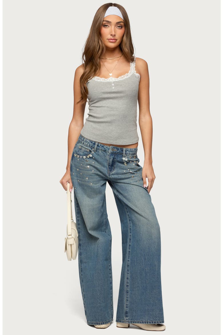 Mahalia Embellished Low Rise Baggy Jeans, Alternate, color, BLUE-VINTAGE-WASHED