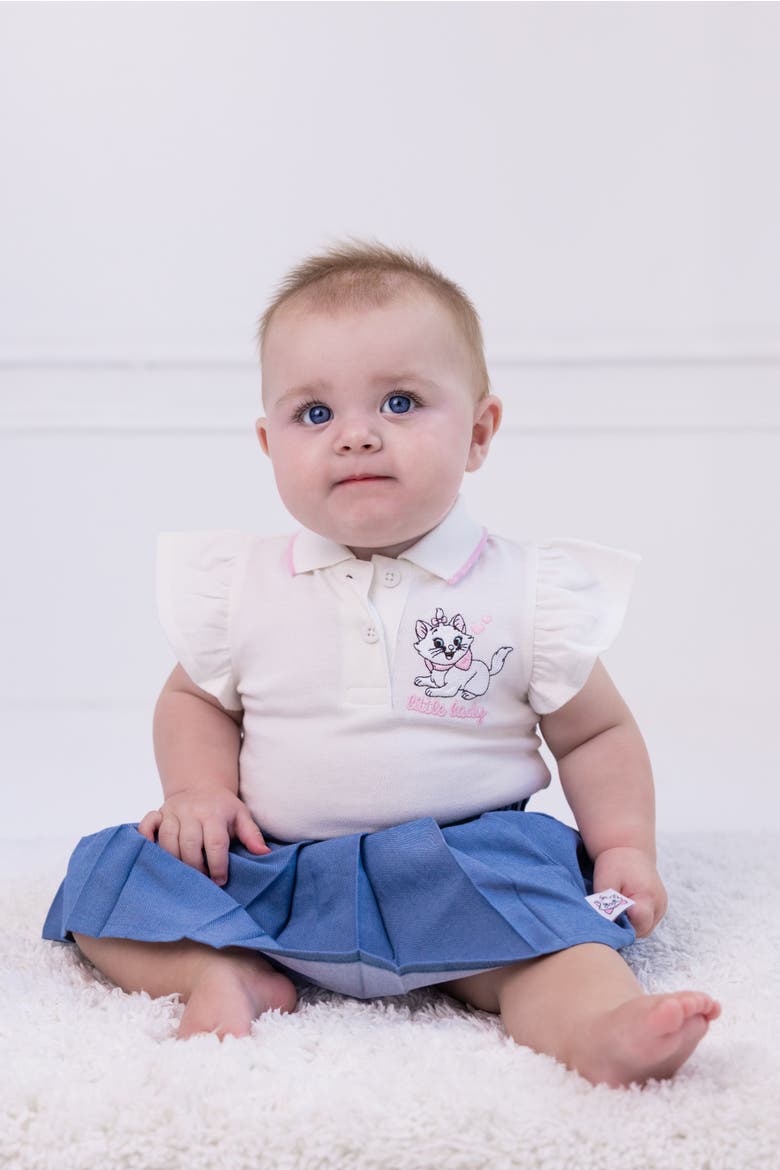 The Aristocats Marie Pleated 2-Piece Bodysuit and Skirt Set, Alternate, color, White Blue Marie