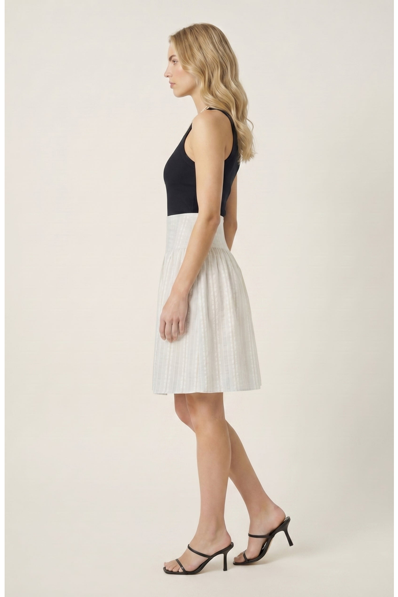 Textured Smocked Waist Gathered A-Line Skirt, Alternate, color, Ivory