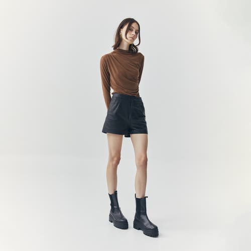 Ats Mira Long Sleeve Top In Brown