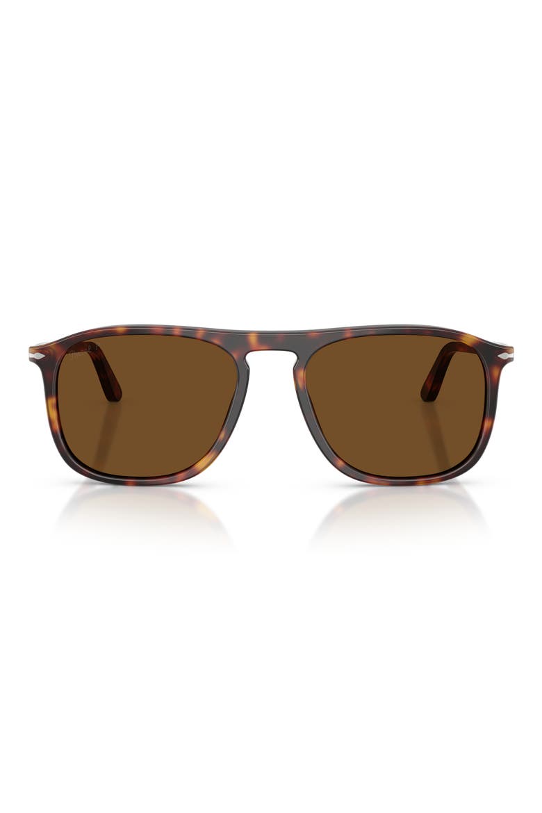 Gender Inclusive PO3392S 57mm Polarized Square Sunglasses, Main, color, HAVANA / POLAR BROWN