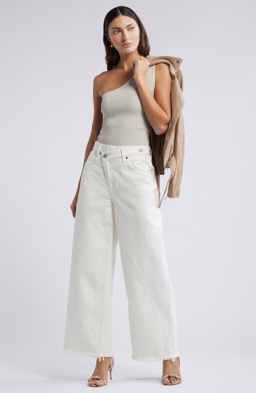 Open Edit Luxe Sculpt Rib One-shoulder Top In Beige Pumice