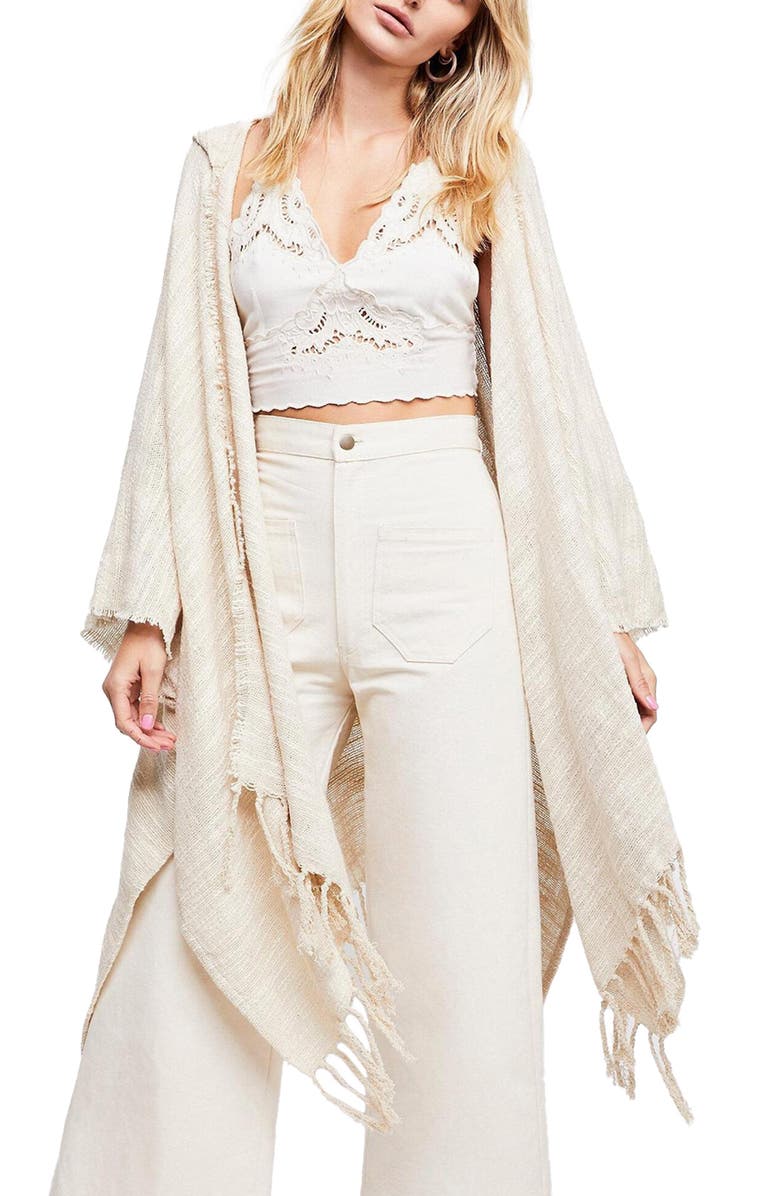 SAACHI Sasha Hooded Fringe Ruana, Main, color,