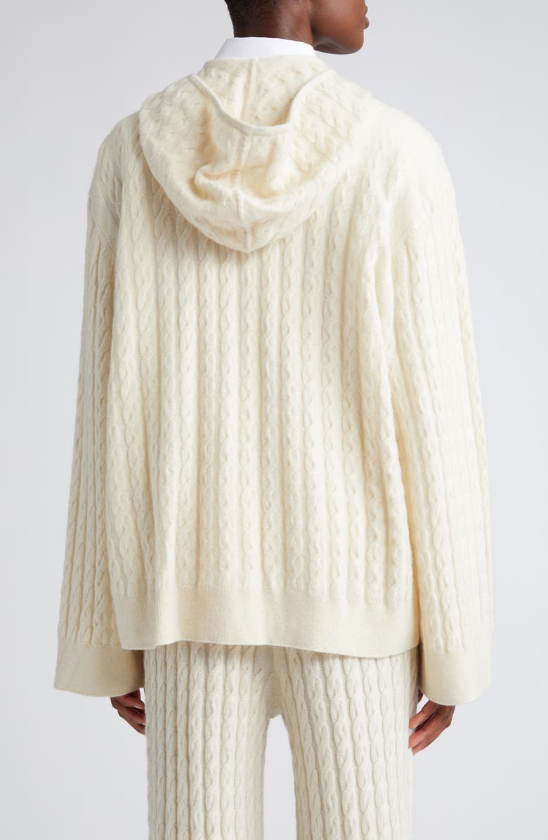 TOTEME Cable Knit Wool & Cashmere Zip Hoodie, Alternate, color, 