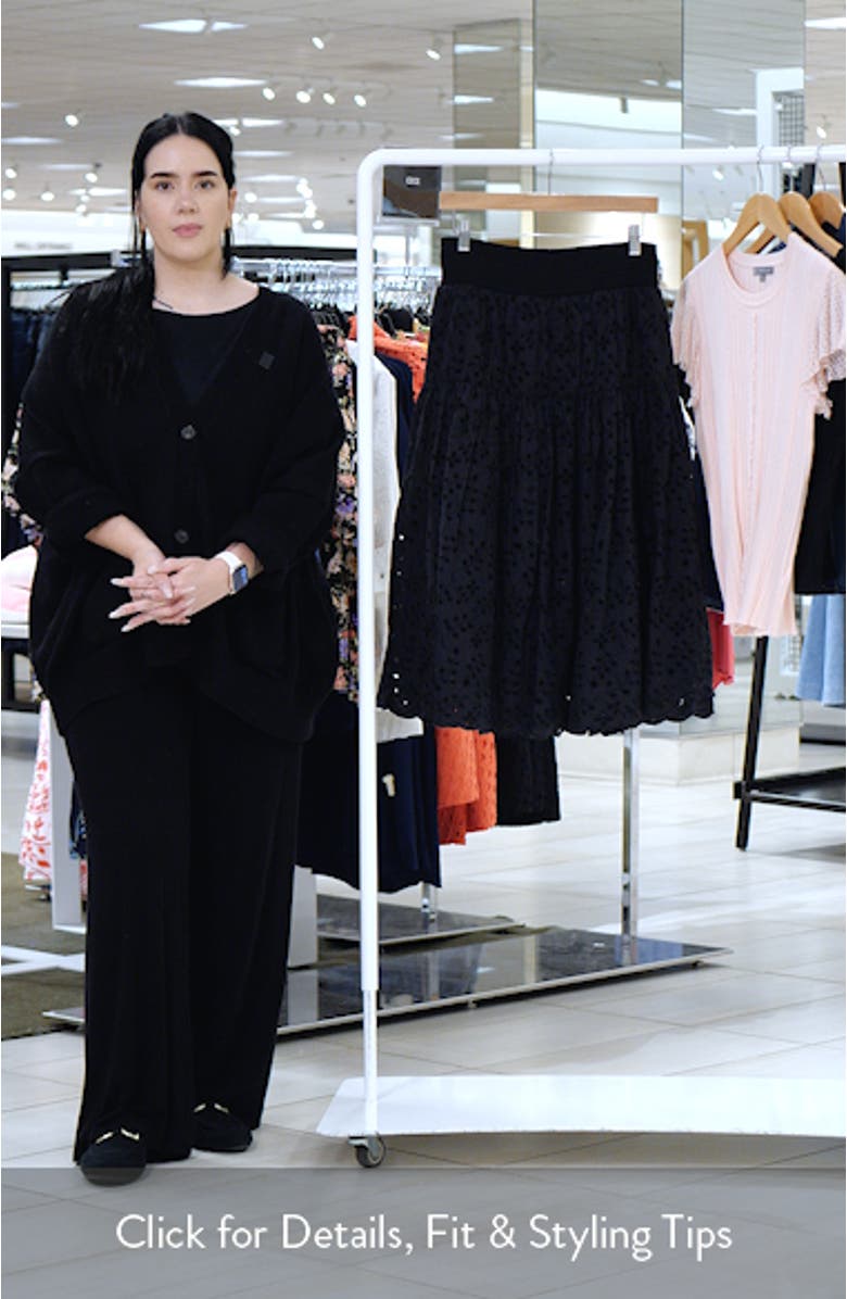 Smocked Waist Eyelet Midi Skirt, sales video thumbnail