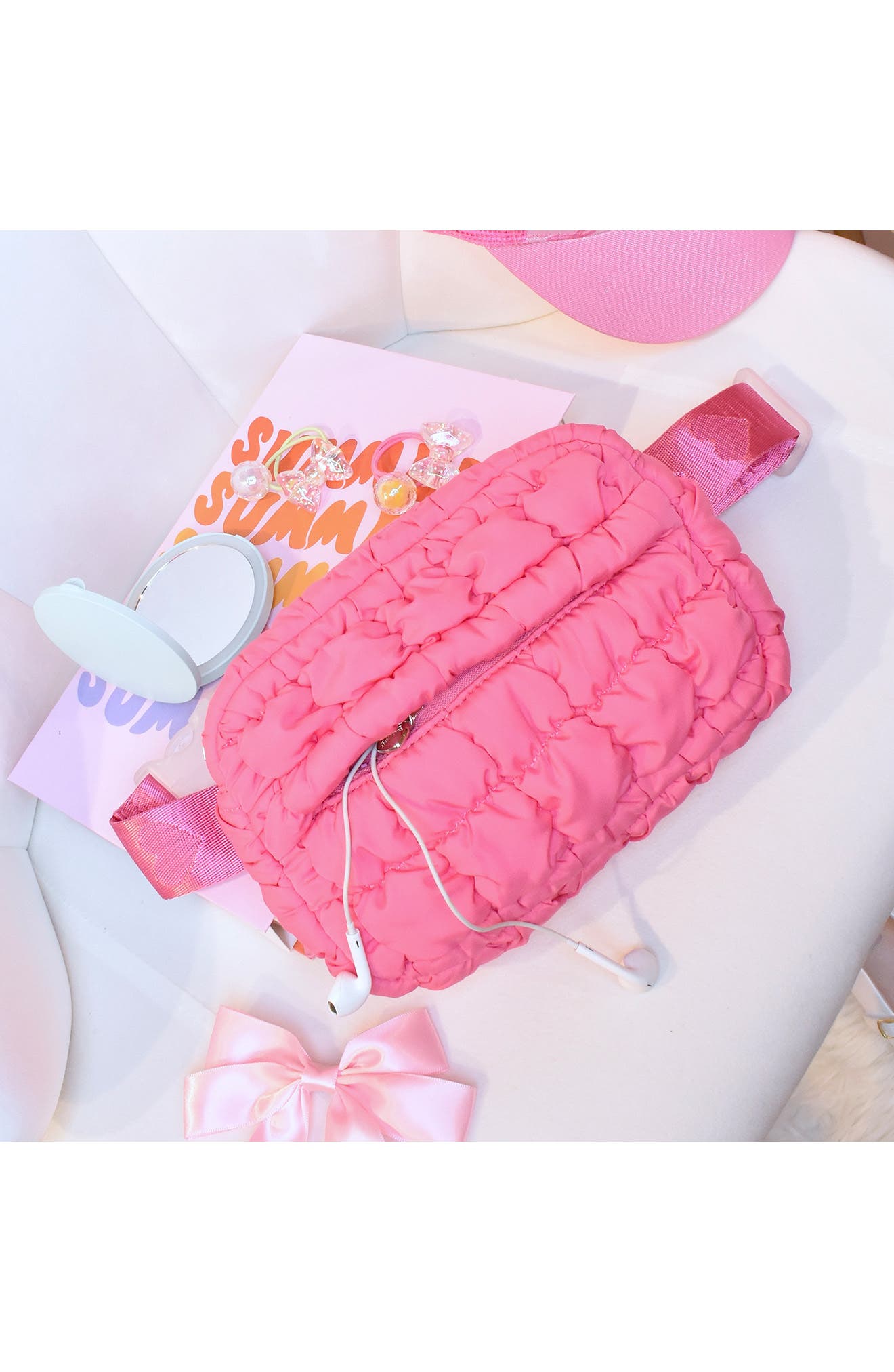 OMG Accessories Kids' Scrunch Belt Bag, Alternate, color, Hot Pink