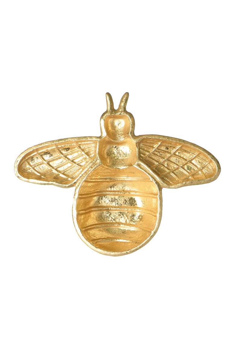 Decorative Cast Iron Gold Bee Shaped Dish, Main, color, Gold