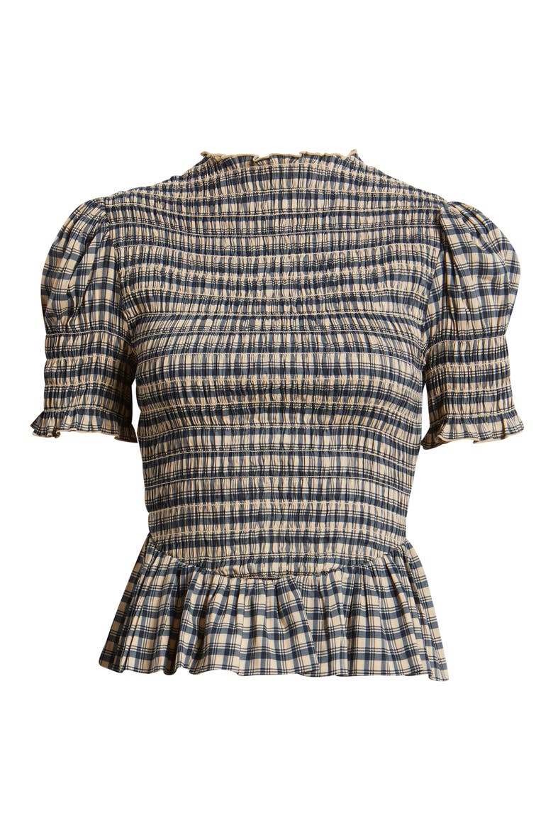 Aggie Smocked Ruffle Hem Top, Alternate, color, BEACON CHECK