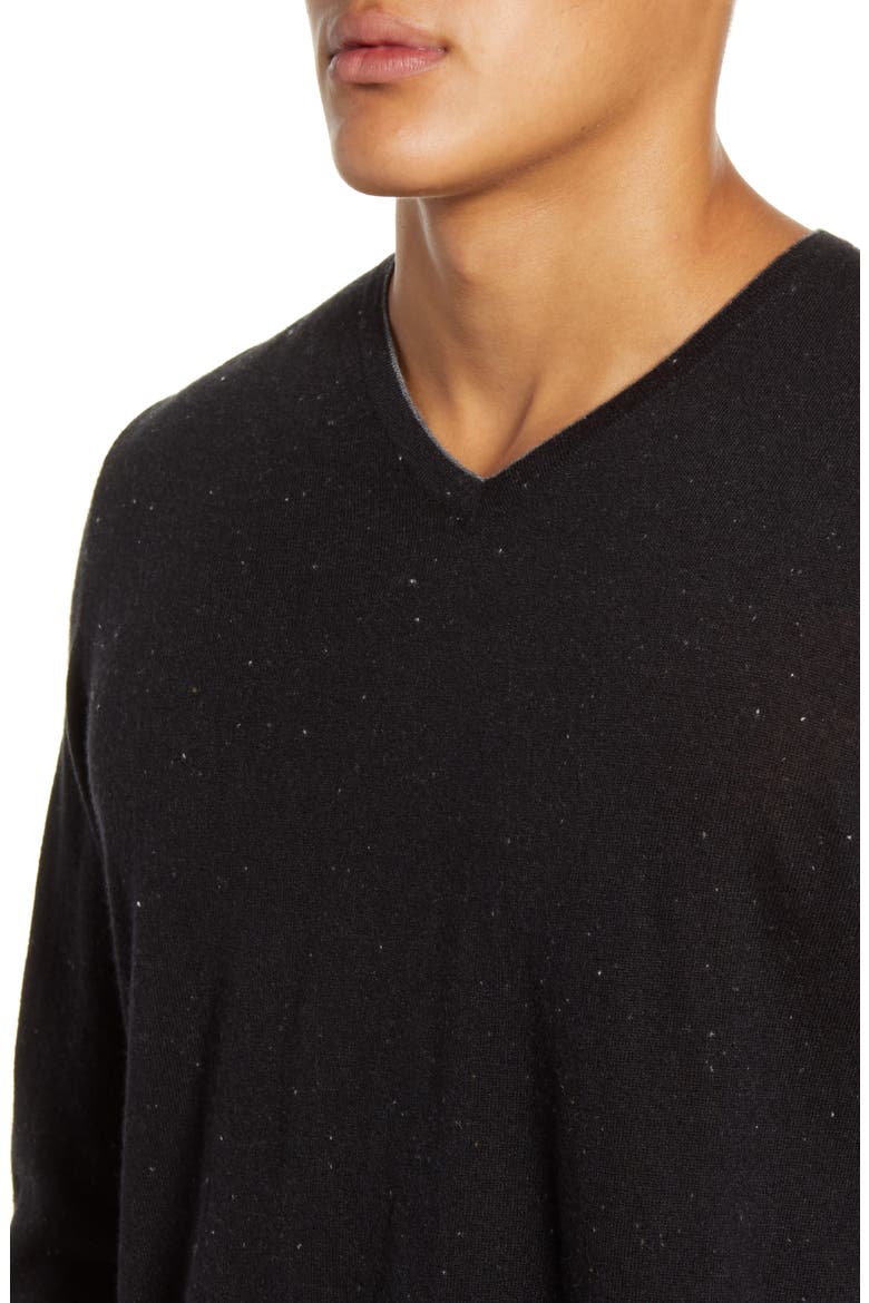 Cashmere V-Neck Sweater, Alternate, color, BLACK CAVIAR NEP