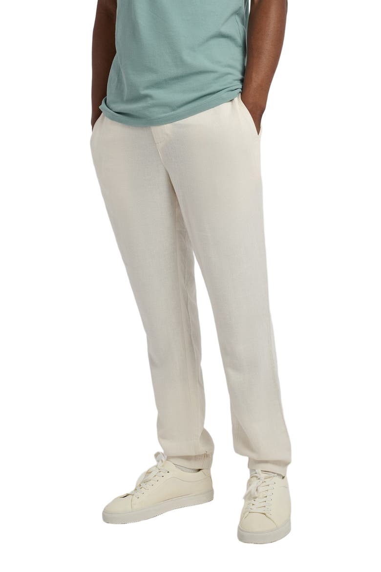 Button Front Elastic Linen Pant, Alternate, color, OAT