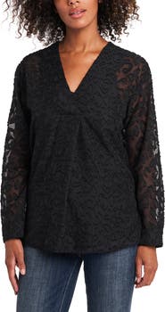 Vince Camuto Animal Clip Jacquard Blouse