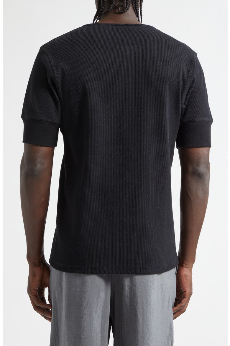 Cotton & Linen Blend Rib Henley, Alternate, color, BLACK