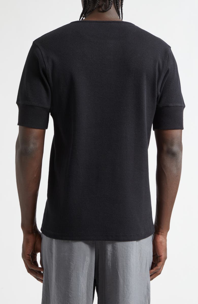 Lemaire Cotton & Linen Blend Rib Henley, Alternate, color, Black