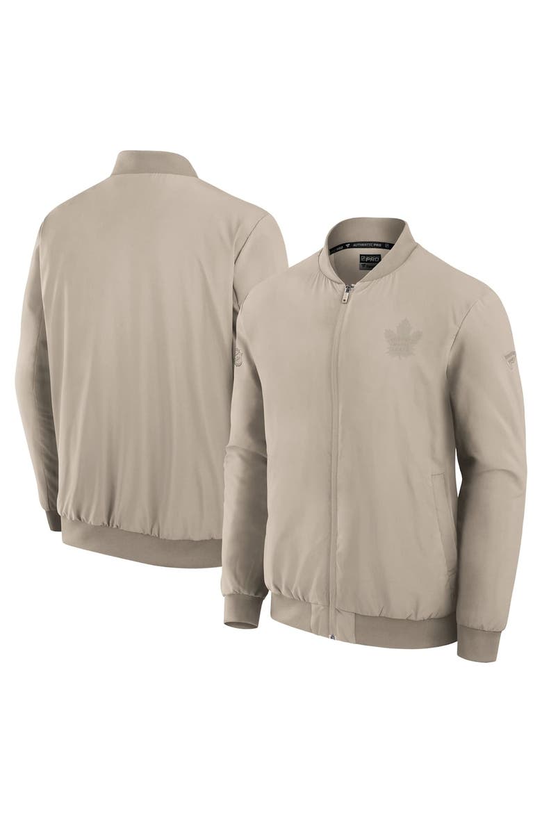 Men's Fanatics Tan Toronto Maple Leafs Authentic Pro Road Lightweight Full-Zip Bomber Jacket, Alternate, color, Tan