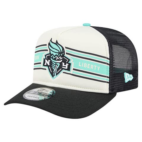 Unisex New Era  White/Black New York Liberty Banner Foam Front 9FIFTY A-Frame Adjustable Trucker Hat