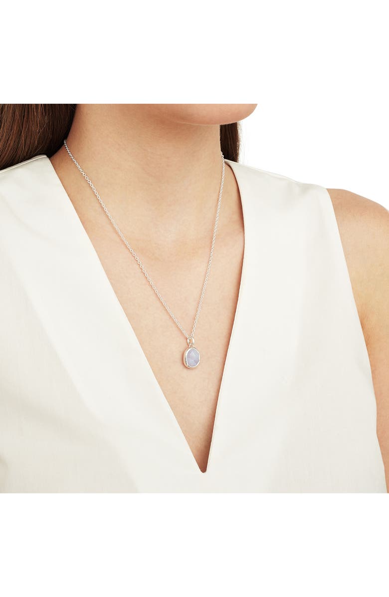 Monica Vinader Siren Medium Bezel Pendant Charm, Alternate, color, Silver/ Blue Lace Agate