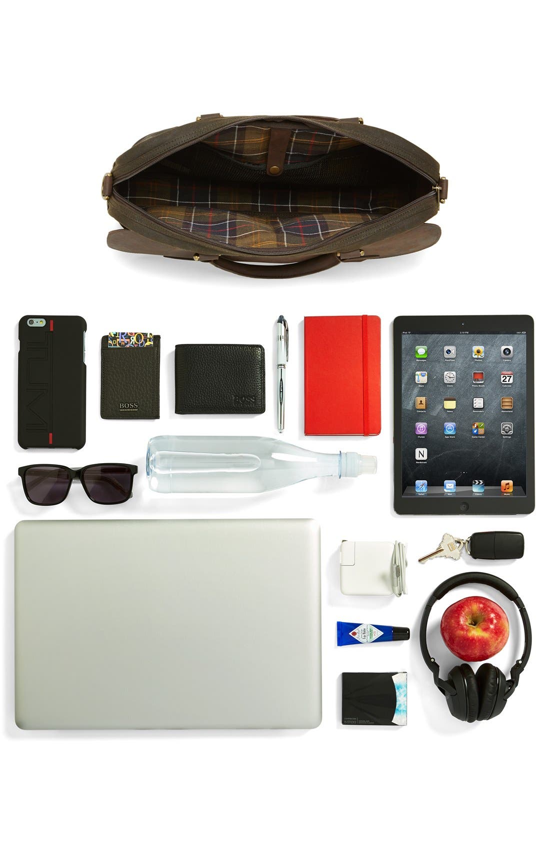 Barbour Waxed Leather Briefcase, Alternate, color, Olive