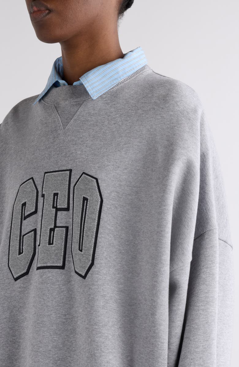 Balenciaga Shirt Collar Graphic Sweatshirt, Alternate, color, 1300 Heather Grey