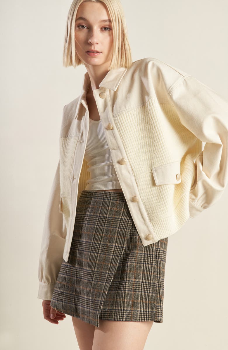 FREEMARKET Mixed Media Jacket, Alternate, color, Cream