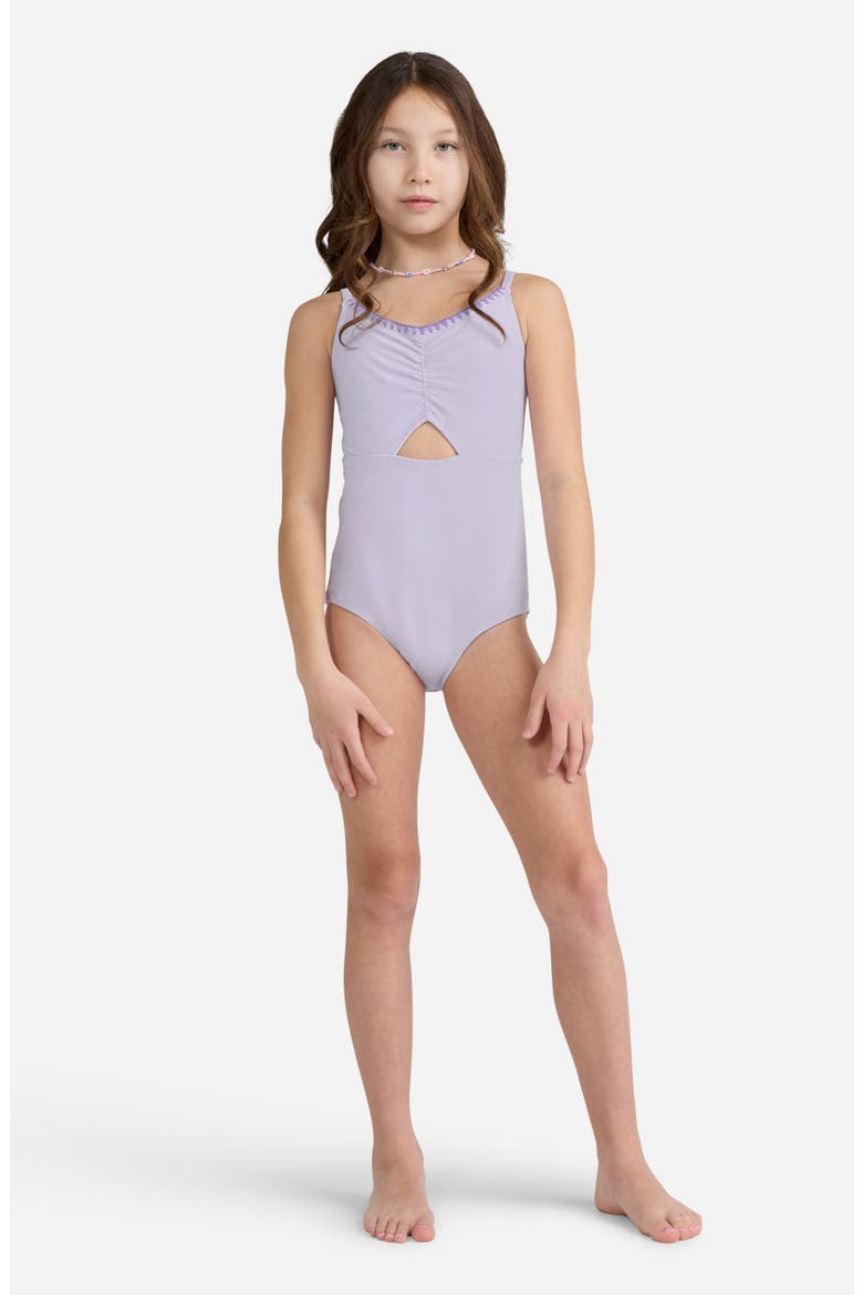 Kids' Cinched Cutout One-Piece Swimsuit, Alternate, color, ORCHID PETAL