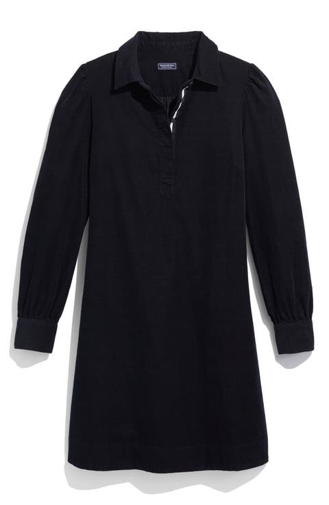 Long Sleeve Cotton Corduroy Popover Dress