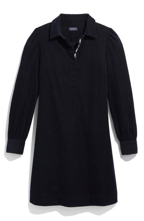 Vineyard Vines Long Sleeve Cotton Corduroy Popover Dress In Black