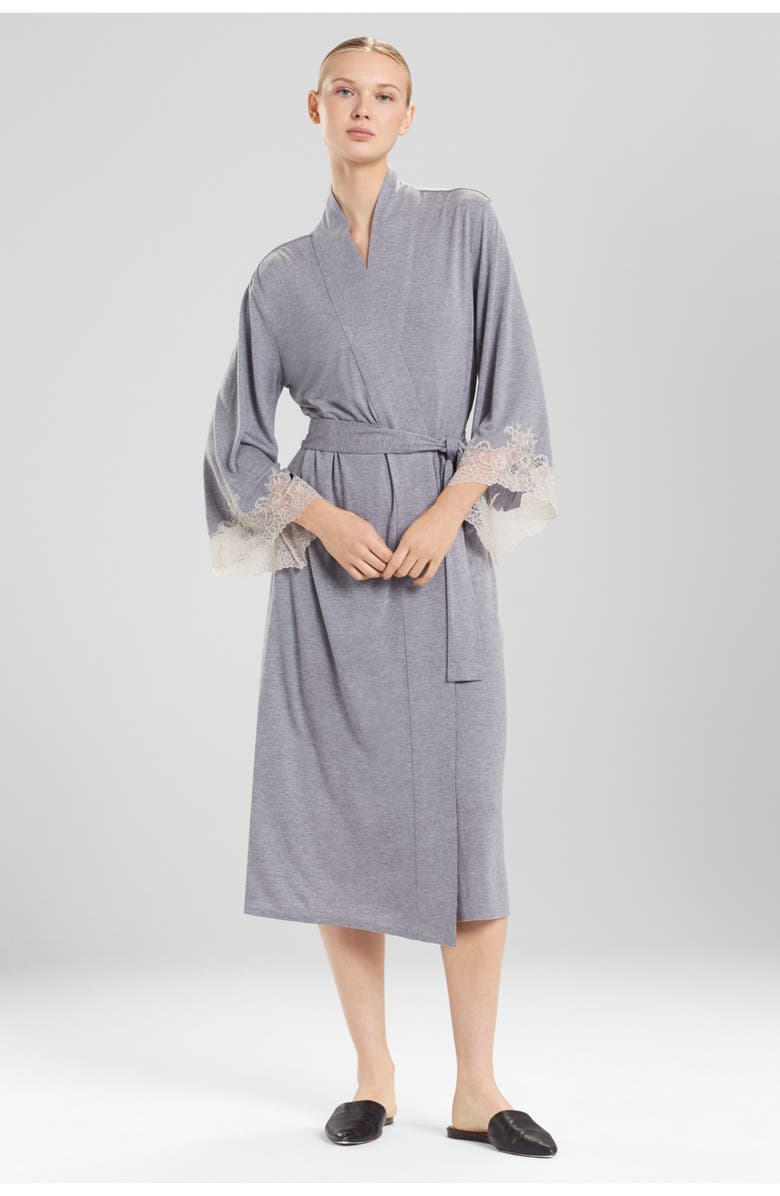 Natori Luxe Shangri-La Robe, Main, color, Grey W/ Cocoon