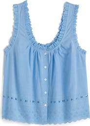 Madewell Embroidered Ruffle Trim Sleeveless Top