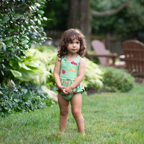 Worthy Threads Cross Back Bubble Romper In Greens Market