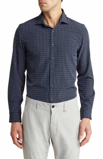 Geo Print Stretch Button-Down Shirt