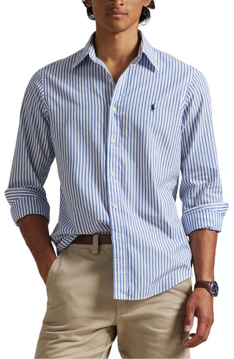 Classic Fit Stripe Cotton Broadcloth Button-Down Shirt