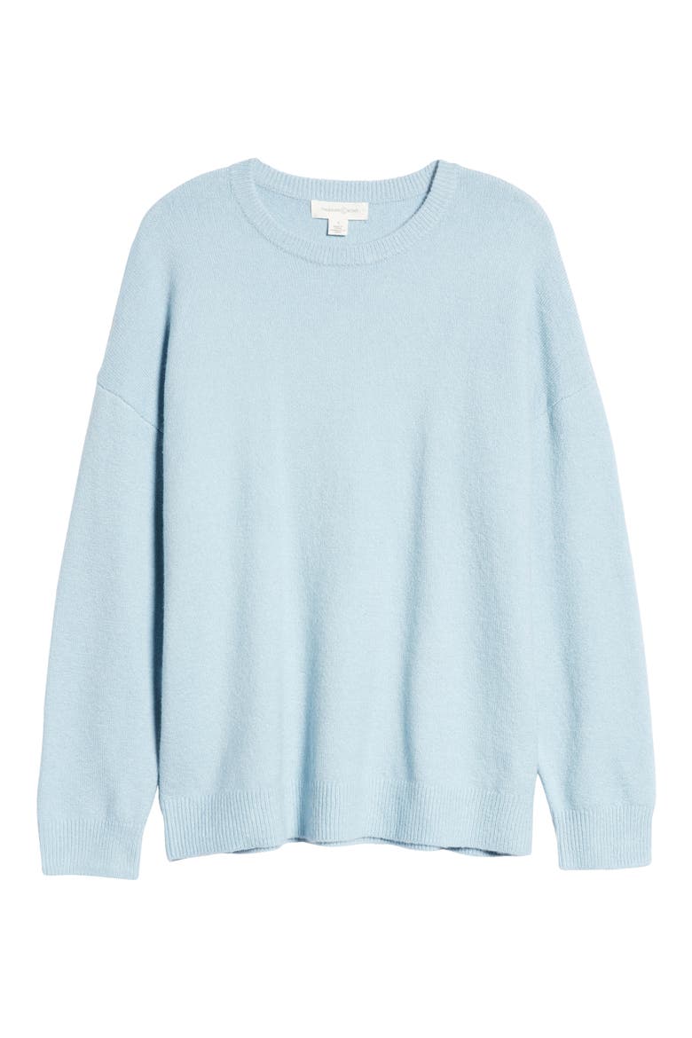 Organic Cotton Blend Crewneck Sweater, Alternate, color, BLUE BASALT