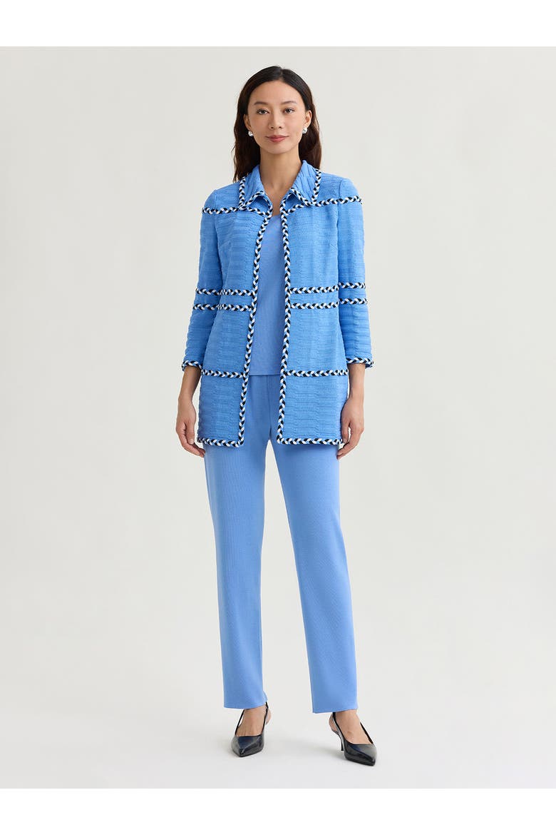 Tri-Color Braided Trim Knit Jacket, Main, color, Blue
