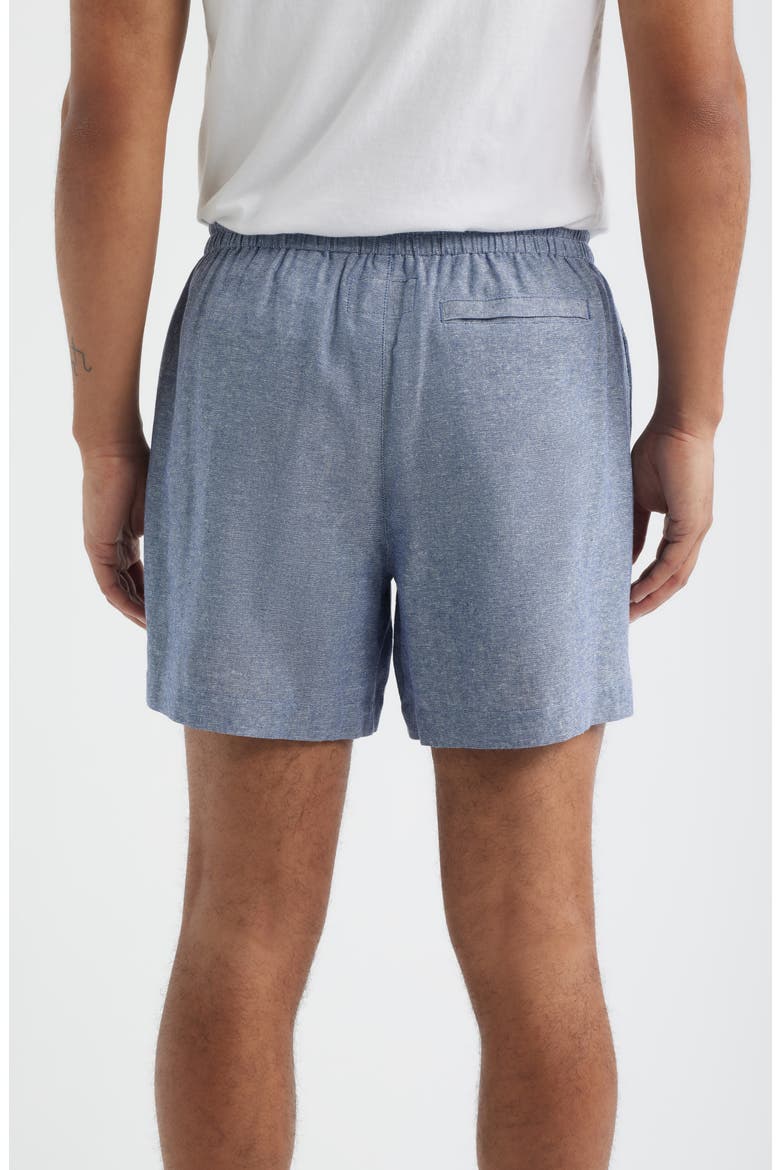 Slub Linen & Cotton Pajama Shorts, Alternate, color, DENIM