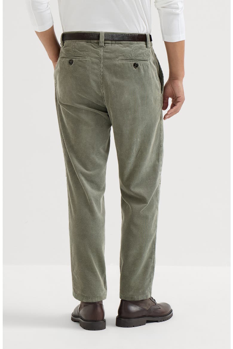 Garment-dyed trousers in cotton corduroy, Alternate, color, Military
