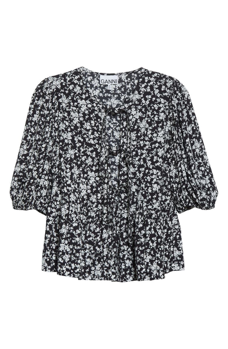 Ganni Floral Peplum Blouse, Alternate, color, 