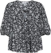 Ganni Floral Peplum Blouse