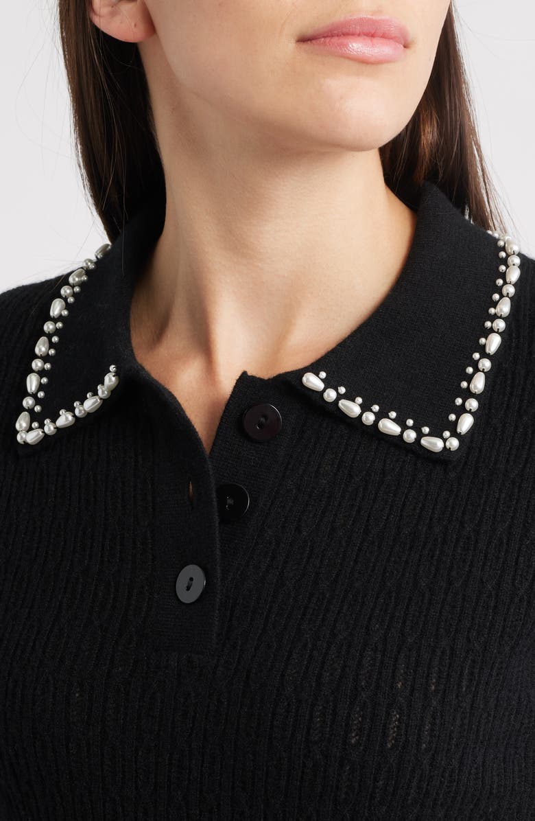 Elie Tahari The Stevie Cashmere Polo Sweater, Alternate, color, Noir