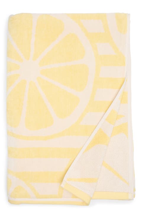 Lemons Cotton Terry Cloth Beach Towel