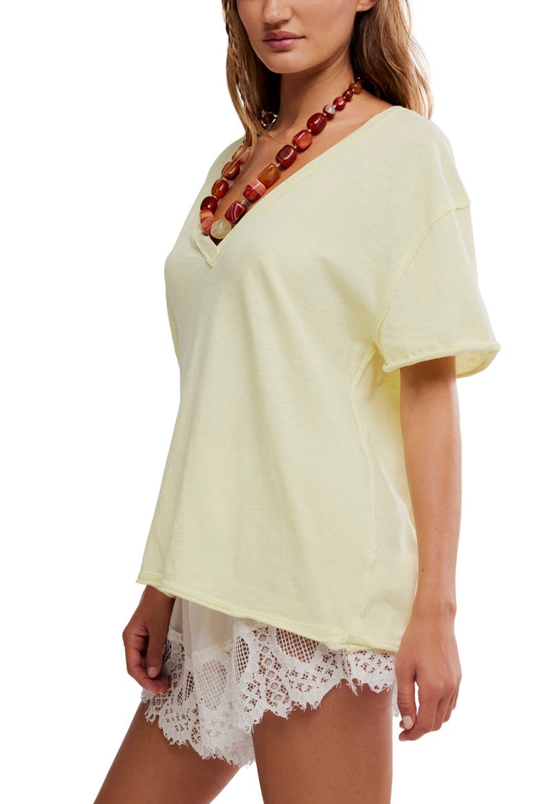 Nina V-Neck Cotton T-Shirt, Alternate, color, LEMON WATER